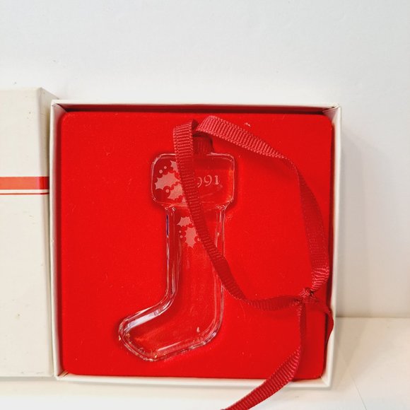 ORREFORS 1991 Crystal Stocking Ornament, perfect condition in box - Picture 3 of 5